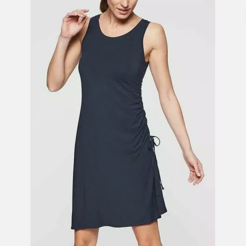 ATHLETA Navy Blue Sleeveless Side-Gather T-Shirt Dress Size XS